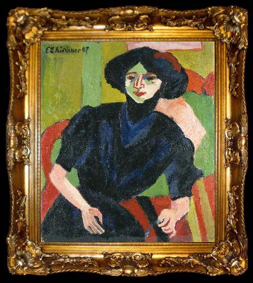 framed  Ernst Ludwig Kirchner Portrait of a Woman, ta009-2